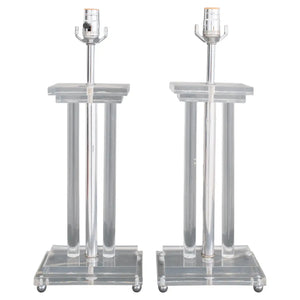 Midcentury Lucite and Chrome Table Lamps, Pair (7416111693981)