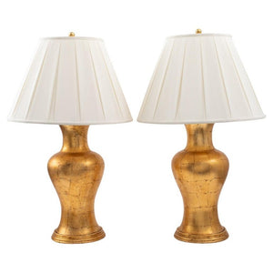Modern Gold-Tone Table Lamps, Pair (7448909611165)