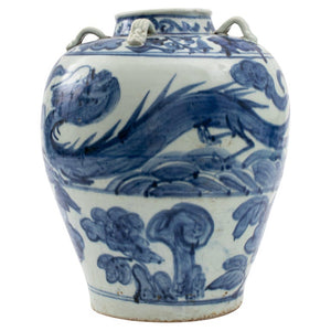 Large Southeast Asian Blue Glaze Meiping Ceramic Vase (7462668337309)