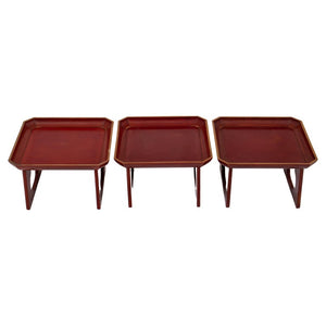 Chinese Copper Red Lacquer Stacking Tables, 3 (7472742858909)