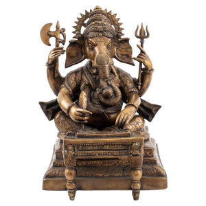 Indian Gilt Bronze Ganesha Sculpture Writing the Mahabharata (8044991185203)