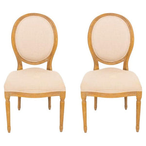 Louis XVI Style Oak Side Chairs, Pair (8052650574131)
