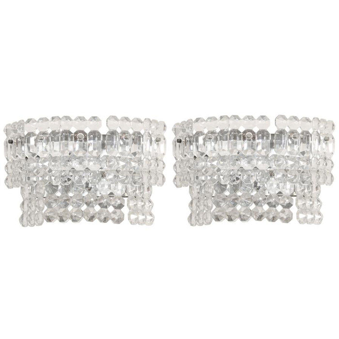 Mid-Century Italian Wall Lights with Faceted Glass Trim, Pair