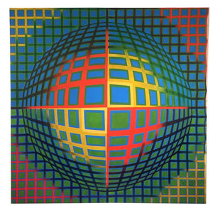 Op Art Painting with Bright Colors in the Manner of Victor Vasarely (6719810076829)