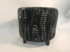 Modern Jean Royere Style Stool in Faux Chinchilla Print Fur (6719989252253)