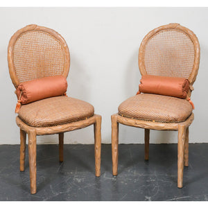 Faux Bois Caned Back Side Chairs With Wicker Seat (6720036503709)