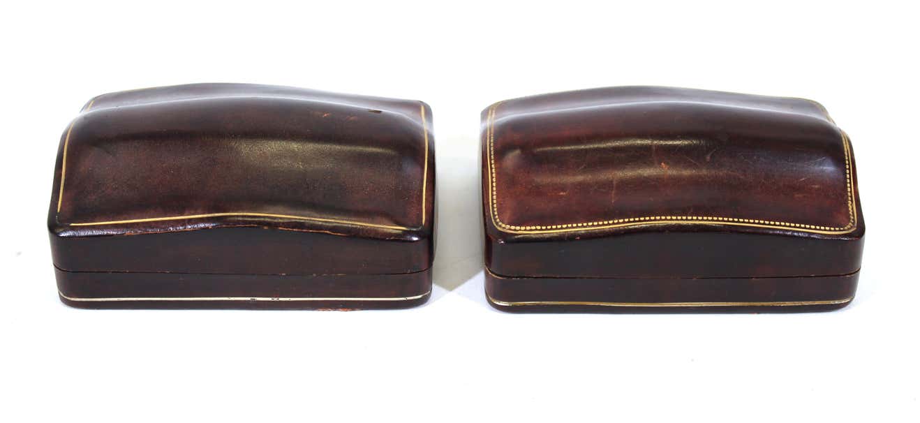 Florentine Mid-Century Embossed Leather Humpback Boxes-NYShowplace