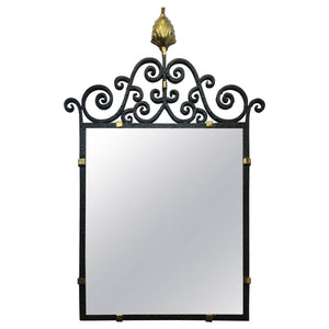 French Art Deco Hand- Forged Black Iron Ornate Mirror (6719827607709)
