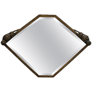 French Art Deco Mirror in Hand-Wrought Iron with Bronze Finish  (6719863062685)