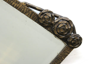 French Art Deco Mirror in Hand-Wrought Iron with Bronze Finish  wear  (6719863062685)