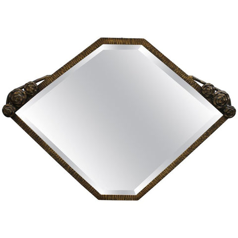 French Art Deco Mirror in Hand-Wrought Iron with Bronze Finish