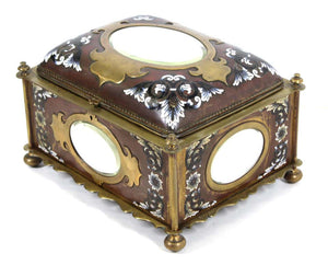French Renaissance Revival Champleve Enamel Jewelry Box with Oval Mirror Inserts (6720003670173)