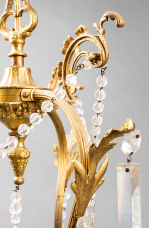 French Rococo Style Gilt Brass & Crystal Pendant (6720061702301)