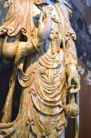 Antique Chinese Carved Wood Statue of Guanyin (6719681921181)