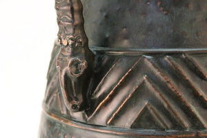 German Jugendstil Monumental Vase with African Motif of Ibex Skulls and Lions (6719882952861)