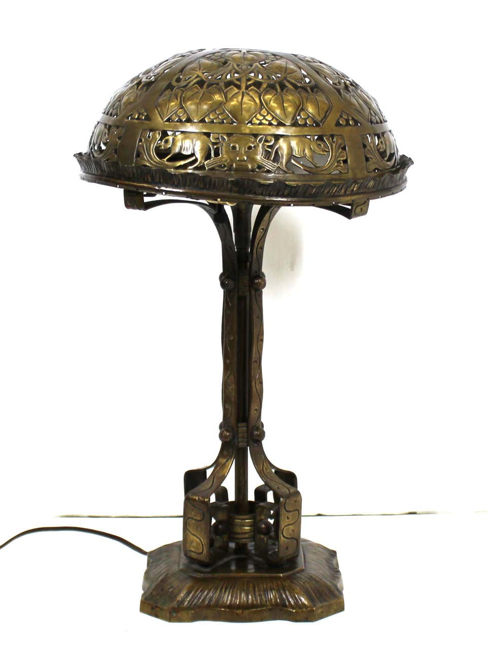 German Jugendstil Repousse and Table Lamp Attributed to Oscar Bach-NYSho – Showplace