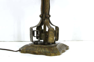 German Jugendstil Repousse Brass and Bronze Table Lamp Attributed to Oscar Bach