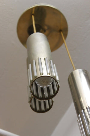 German Mid-Century Modern Tubular Metal and Glass Pendant