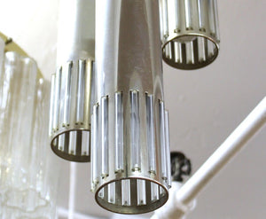 German Mid-Century Modern Tubular Metal and Glass Pendant