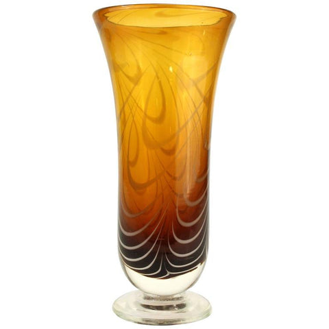 Art Glass Vase in Amber and White