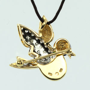 Gold Bird Brooch Pendant With Lapis, Chrysoprase & Diamonds (6719918538909)