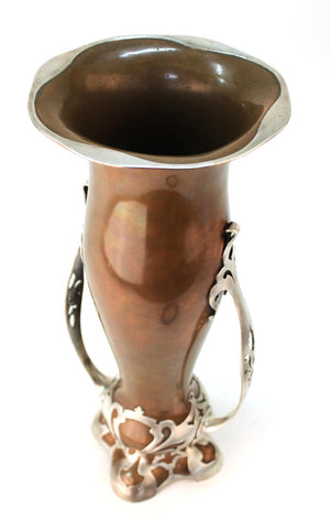 Gorham American Art Nouveau 'Athenia' Silver Vase top view (6719927746717)