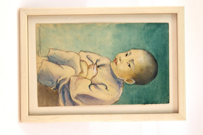Grace Goodyear Watercolor Painting of a Small Boy
