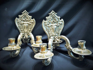 19th Century Heraldic Silver Wall Sconces for King of Spain, Pair (6719748866205)
