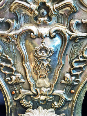 19th Century Heraldic Silver Wall Sconces for King of Spain, Pair (6719748866205)
