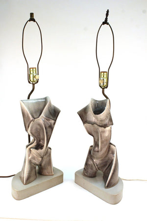 Heifetz Mid-Century Modern Cubist Ceramic Table Lamps (6719864373405)