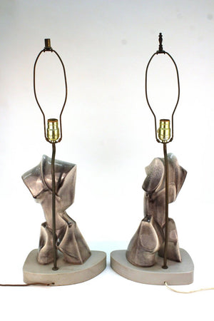 Heifetz Mid-Century Modern Cubist Ceramic Table Lamps (6719864373405)