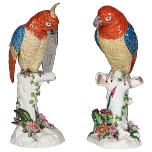 Heingle German Porcelain Parrots on Tree Trunk (6719919030429)