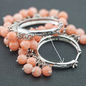 Hoop Earrings with Coral Beads in White Gold (6719838486685)
