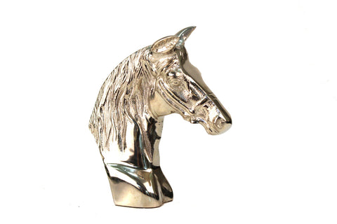 Horse Head Sculpture in Polished Cast Metal