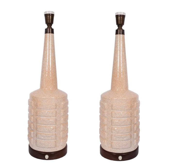 Mid-Century Modern Lamps in  Mottled Ceramic Bottle-Form