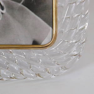 Venini Torciglioni Murano Glass Frame in Clear Glass with Brass Band on Top (6719786647709)