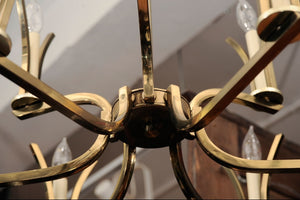 Candelabra Nine-Light Chandelier in Brass 1950s (6719589810333)