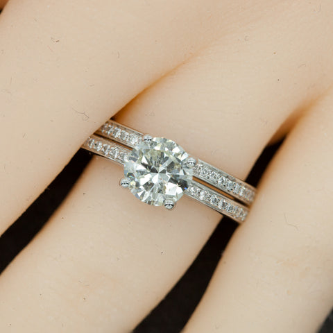 Ritani Platinum Engagement Ring and Eternity Wedding Band Set
