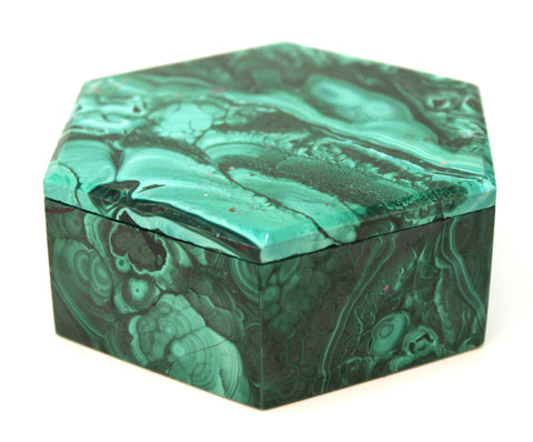 Malachite Hexagonal Trinket Box with Lid
