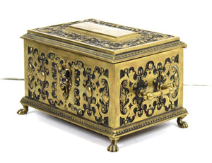 American Aesthetic Movement Ornate Cast Bronze Casket Humidor Box with Grotesque (6720002785437)