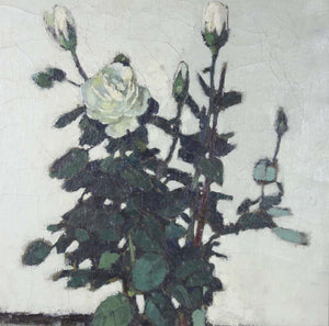 Edward Molyneux Still Life with Potted Roses Oil Painting