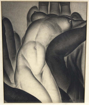 Major Felten 'Bilitis' American Art Deco Female Nude Charcoal Drawing (6720005865629)