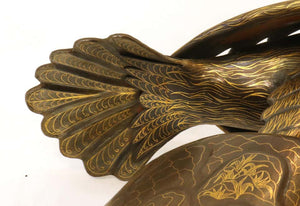 Persian Falcon Sculpture in Steel with Gold Inlay (6719973818525)