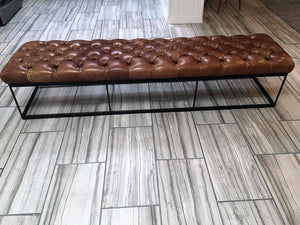 Chesterfield Modern Leather and Steel Bench (6719810273437)