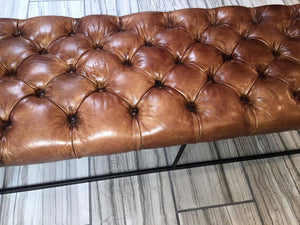 Chesterfield Modern Leather and Steel Bench (6719810273437)