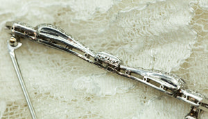 Art Deco Platinum Bow Brooch With Diamonds & Sapphires (6719977390237)