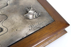 Ottaviani Italian Mid-Century Modern Sterling Silver Lidded Box with Shell Decor