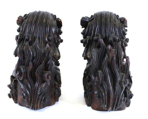 Japanese Edo Carved Wood Foo Dogs (6720022053021)