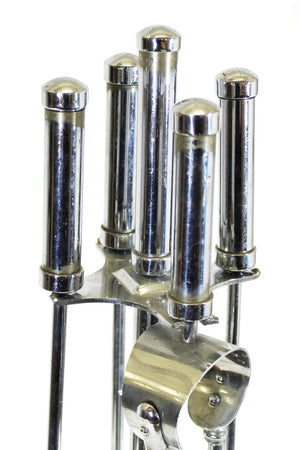 American Art Deco Chromed Metal Fireplace Tool Set  (6720024412317)