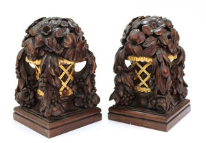French Art Deco Carved Wood Decorative Floral Baskets Attributed to Sue Et Mare (6719885541533)